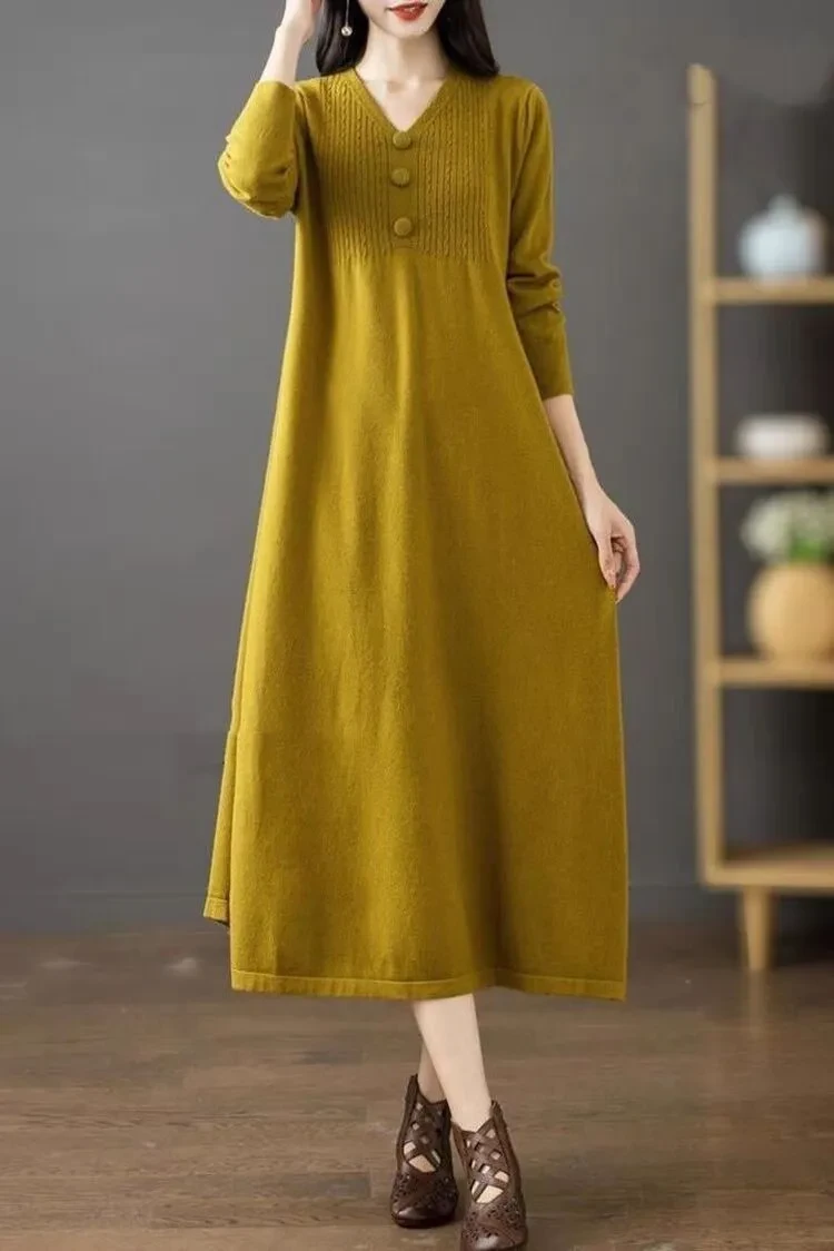 Vestido de lana de punto para mujer nuevo de otoño e invierno