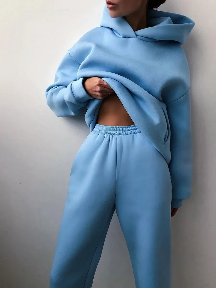 Suéter con capucha informal para mujer, traje de dos piezas, sudadera con capucha, chándal