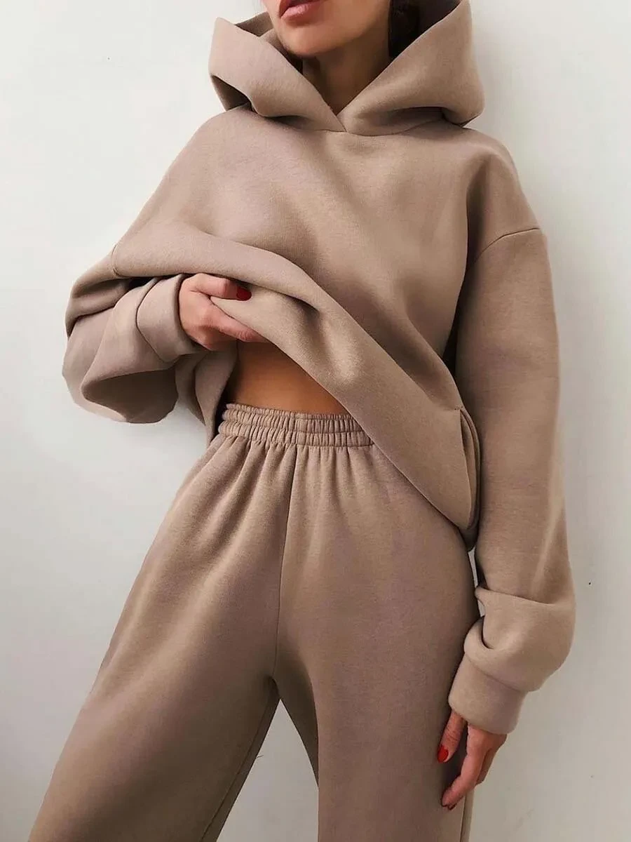 Suéter con capucha informal para mujer, traje de dos piezas, sudadera con capucha, chándal