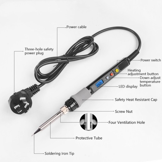 Soldador eléctrico con pantalla digital, control de temperatura preciso y alta potencia, juego de grabador
