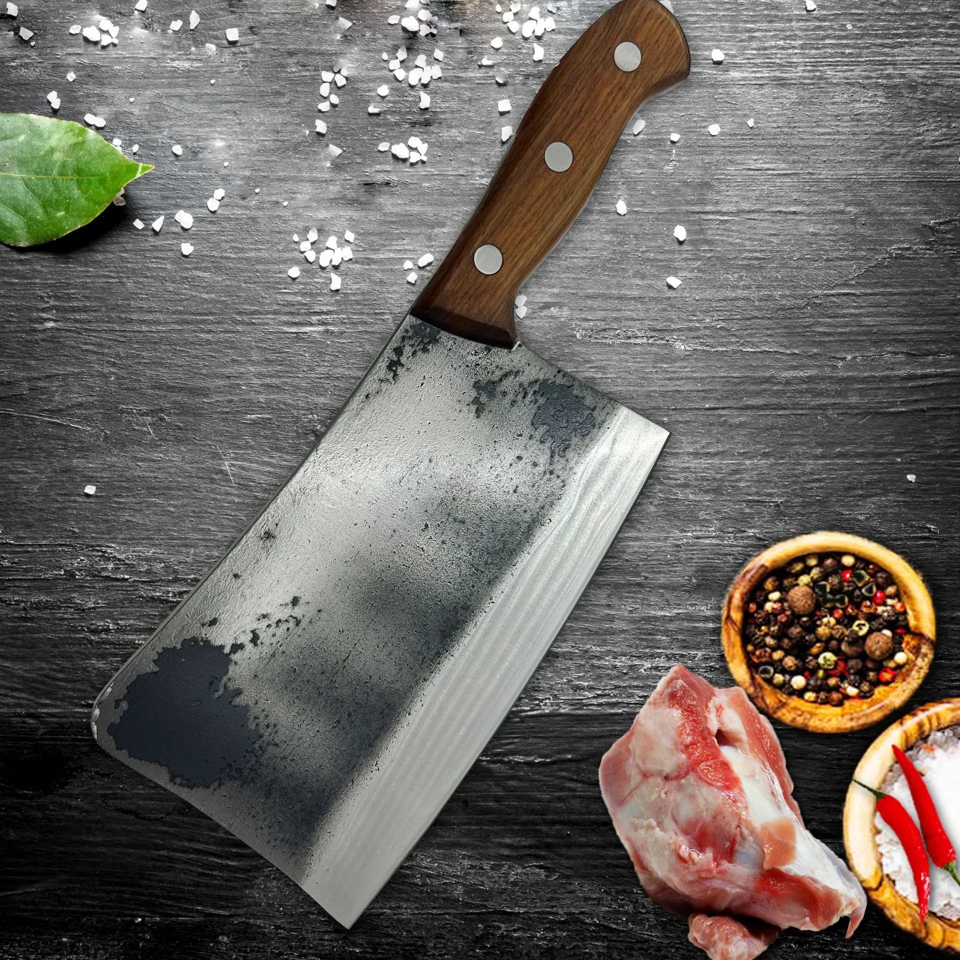 Cuchillo para cortar huesos de cocina comercial retro engrosado