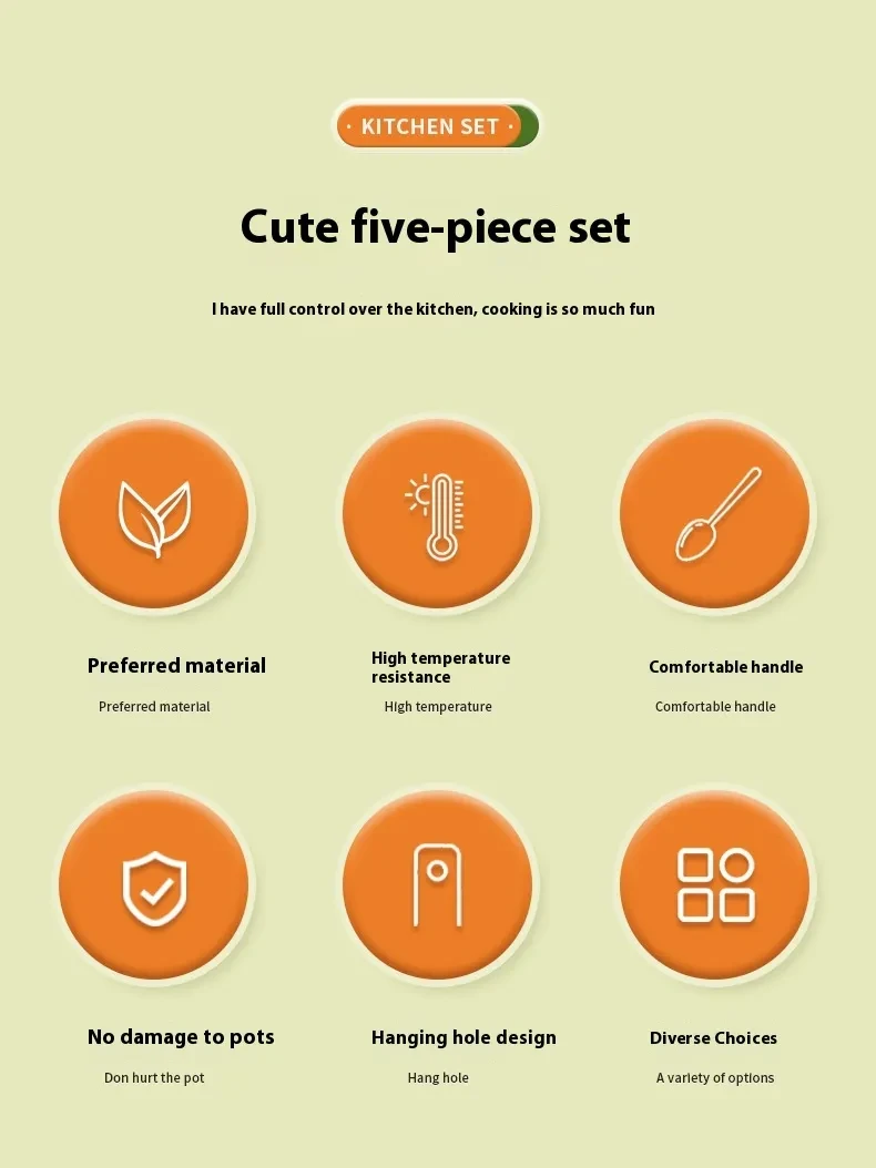 Juego de utensilios de cocina de zanahoria con gancho de almacenamiento