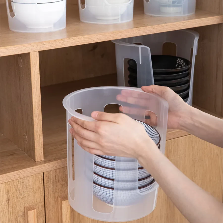 Escurridor de platos redondo grande de plástico para cocina