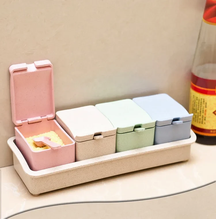 Caja de condimentos para cocina doméstica, combinación de materiales