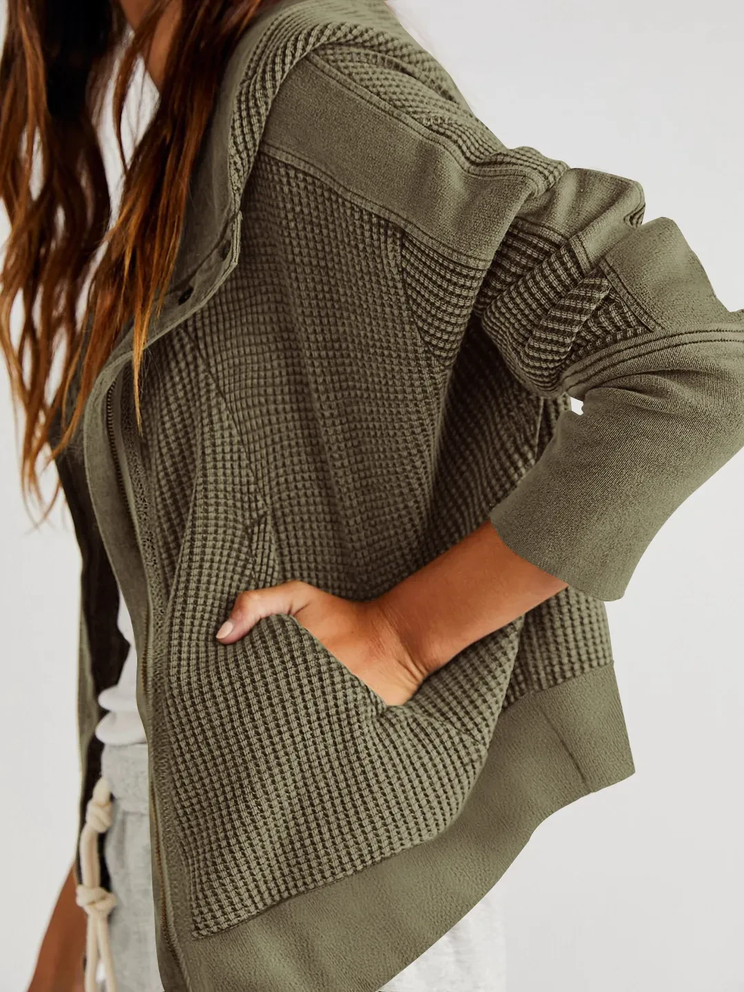 Sudadera con capucha de moda para mujer, chaqueta con cremallera, suéter corto, tops