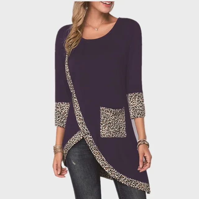 Camisa irregular con cuello redondo Camisa irregular con cuello redondo Tops de mujer Blusas cálidas de otoño y primavera Blusas cálidas de otoño y primavera
