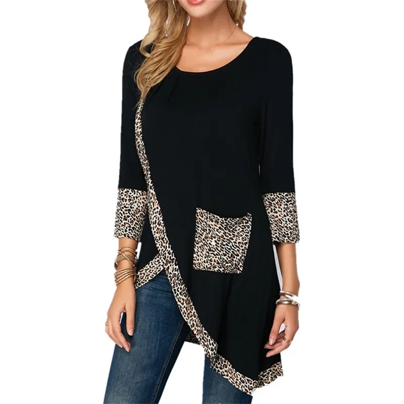 Camisa irregular con cuello redondo Camisa irregular con cuello redondo Tops de mujer Blusas cálidas de otoño y primavera Blusas cálidas de otoño y primavera