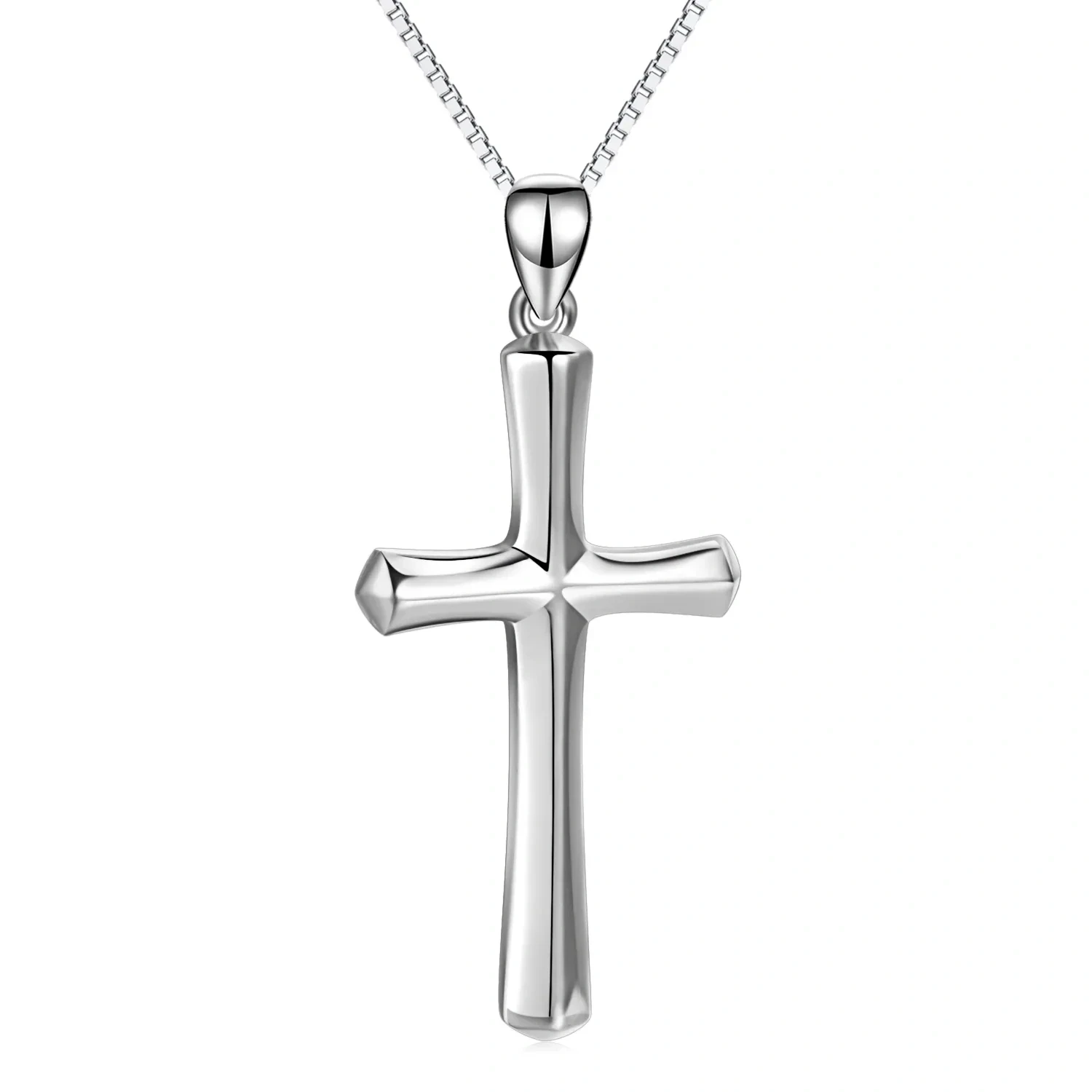 Colgante de cruz religiosa de plata esterlina con fe, esperanza y amor, collar, joyería de cumpleaños, regalo unisex