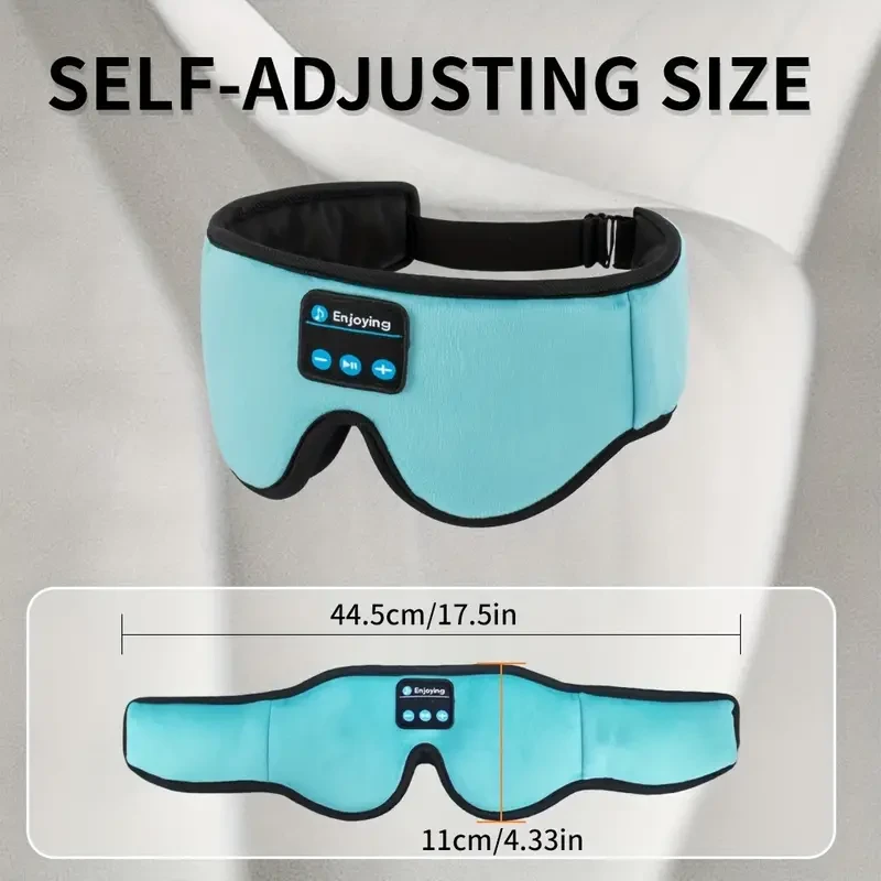 Máscara para dormir 3D Contour con auriculares estéreo HD inalámbricos, aislamiento de sonido, control por botón, no impermeable, batería recargable de polímero de litio de 180 mAh, cómoda y suave sujeción a la cabeza para quienes duermen de lado, esencia