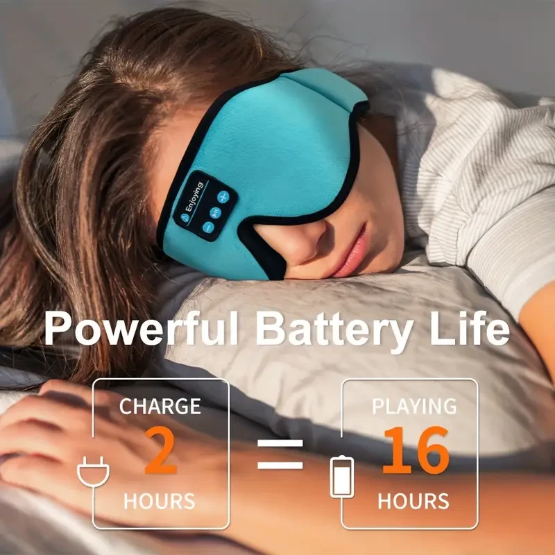 Máscara para dormir 3D Contour con auriculares estéreo HD inalámbricos, aislamiento de sonido, control por botón, no impermeable, batería recargable de polímero de litio de 180 mAh, cómoda y suave sujeción a la cabeza para quienes duermen de lado, esencia