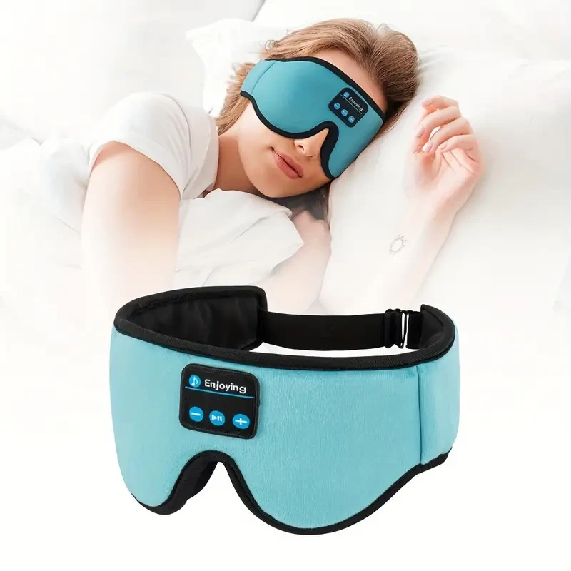 Máscara para dormir 3D Contour con auriculares estéreo HD inalámbricos, aislamiento de sonido, control por botón, no impermeable, batería recargable de polímero de litio de 180 mAh, cómoda y suave sujeción a la cabeza para quienes duermen de lado, esencia