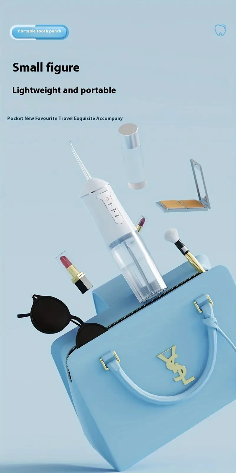 Irrigador bucal inalámbrico recargable con 4 boquillas, alimentación por USB, cabezal giratorio de 360° para una limpieza profunda de dientes y espacios interdentales, regalo perfecto para Navidad o días festivos.