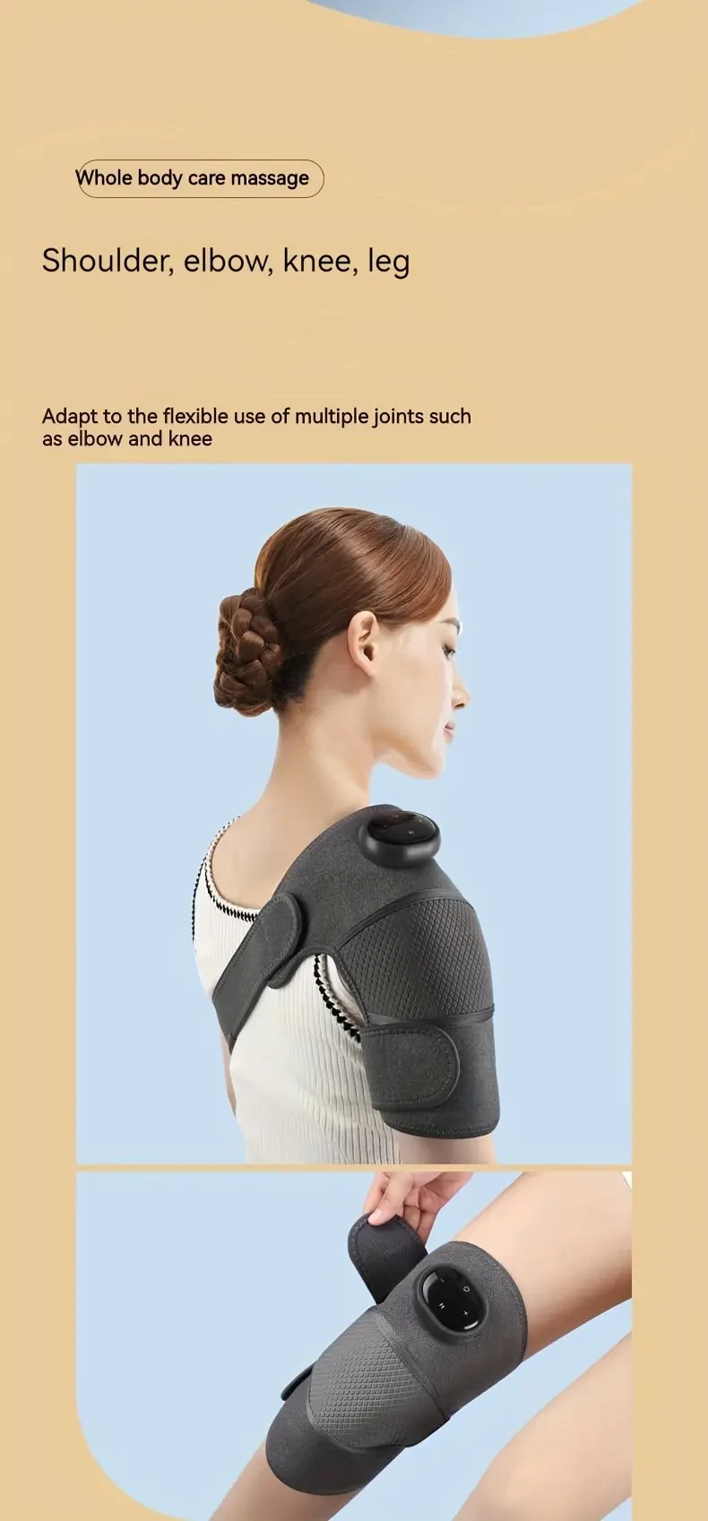 Masajeador de rodillas y hombros con calefacción 3 en 1, almohadilla térmica para rodillas, codos y hombros, modos de calentamiento ajustables, almohadilla térmica para rodillas, codos y hombros, calentadores de piernas relajantes.