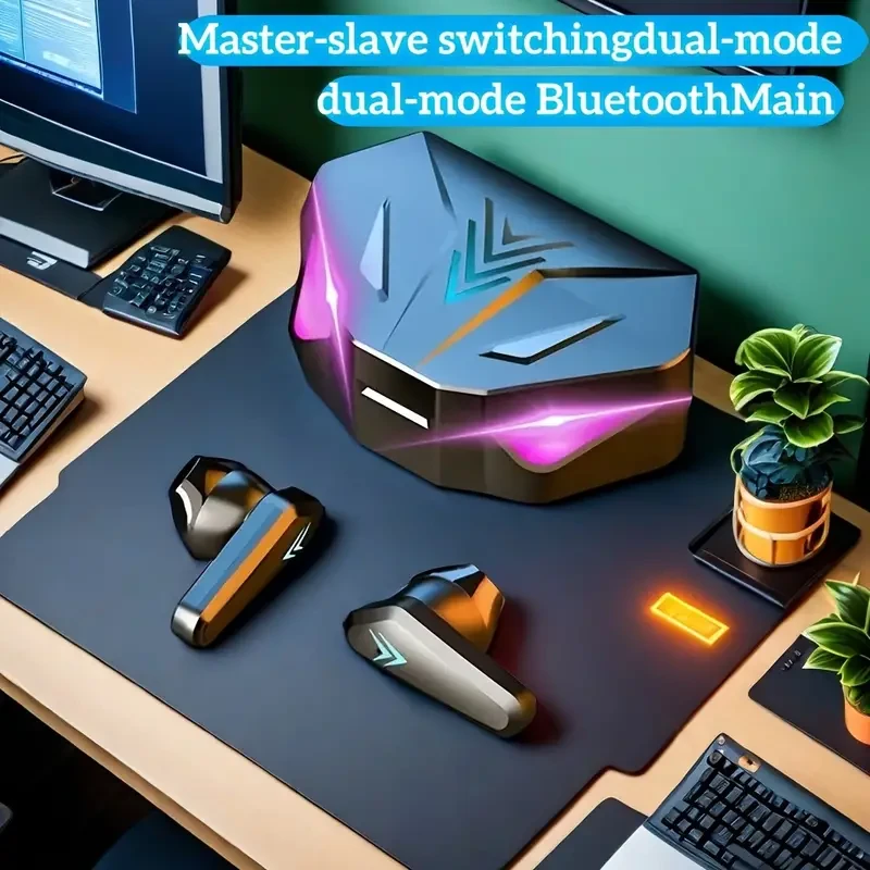 1 par de auriculares inalámbricos TWS, intraaurales estéreo con pantalla LED, micrófono táctil, interruptor Hall inteligente, batería recargable, compatibles con teléfonos, para deportes y juegos.