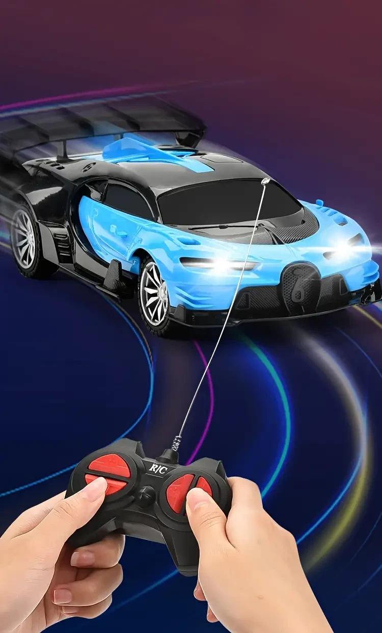 Coche de juguete a control remoto con luces LED, coche de juguete a control remoto de alta velocidad, regalo de cumpleaños, Navidad y Halloween (sin pilas).
