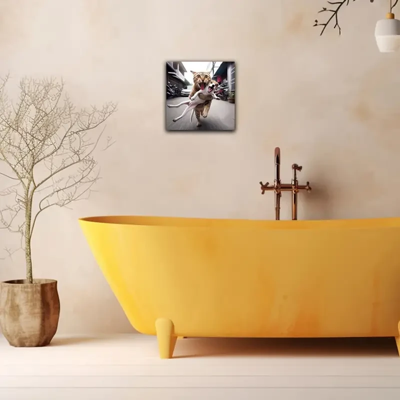 Póster artístico divertido de gatos y perros