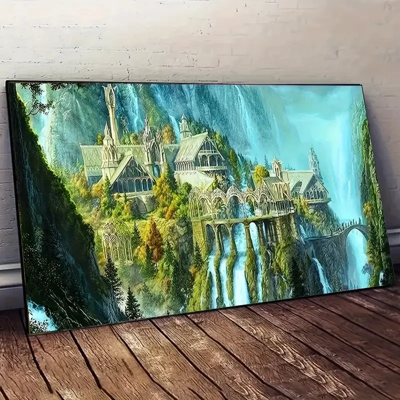 Pintura artística de diamantes artificiales 5D de un castillo, pintura de diamantes de imitación grandes