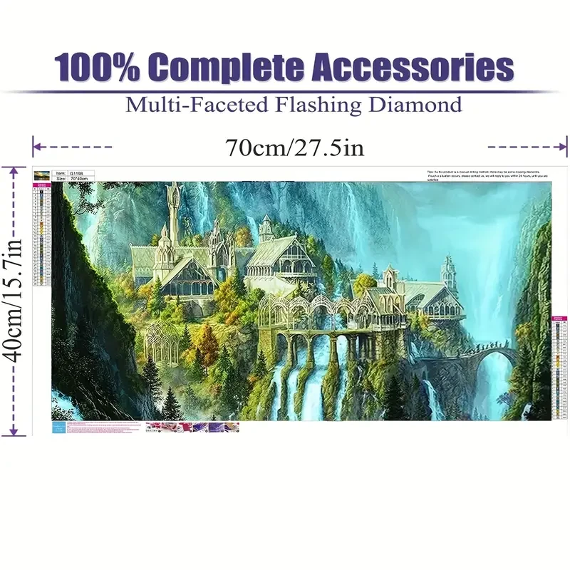 Pintura artística de diamantes artificiales 5D de un castillo, pintura de diamantes de imitación grandes