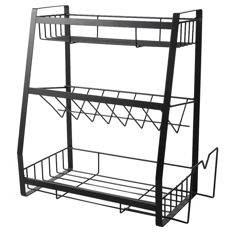 Estante para condimentos en capas, estante para suministros de cocina