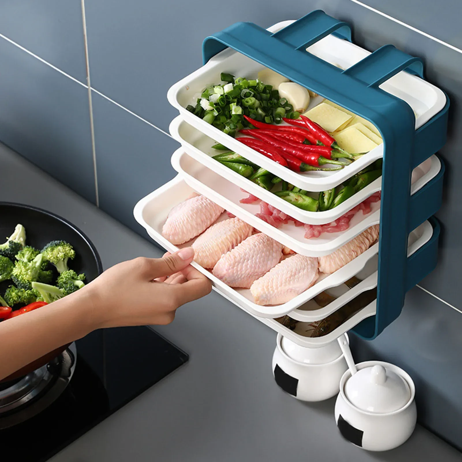 Estante de pared creativo para el hogar, bandeja auxiliar para la cocina