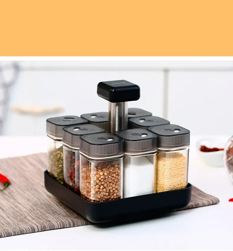 Organizador de tarros de especias de vidrio, recipiente para condimentos y pimienta para cocina