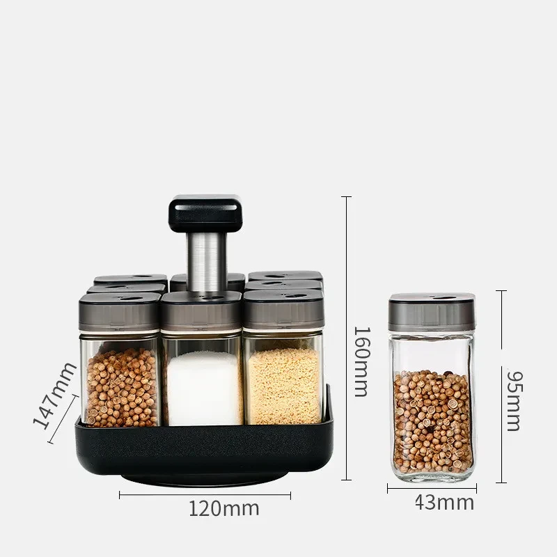 Organizador de tarros de especias de vidrio, recipiente para condimentos y pimienta para cocina