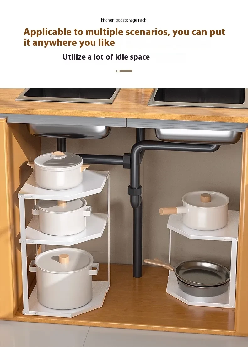 Estante para ollas en forma de abanico para cocina, esquinero para condimentos