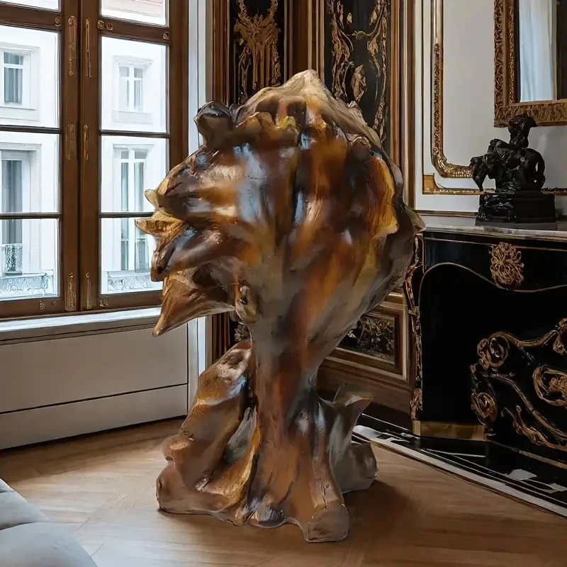 1 majestuosa estatua de cabeza de león de resina: obra de arte para salas de estar de lujo