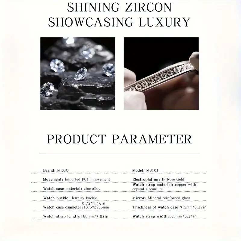 Reloj de pulsera de cuarzo con cristal azul de lujo MKGO