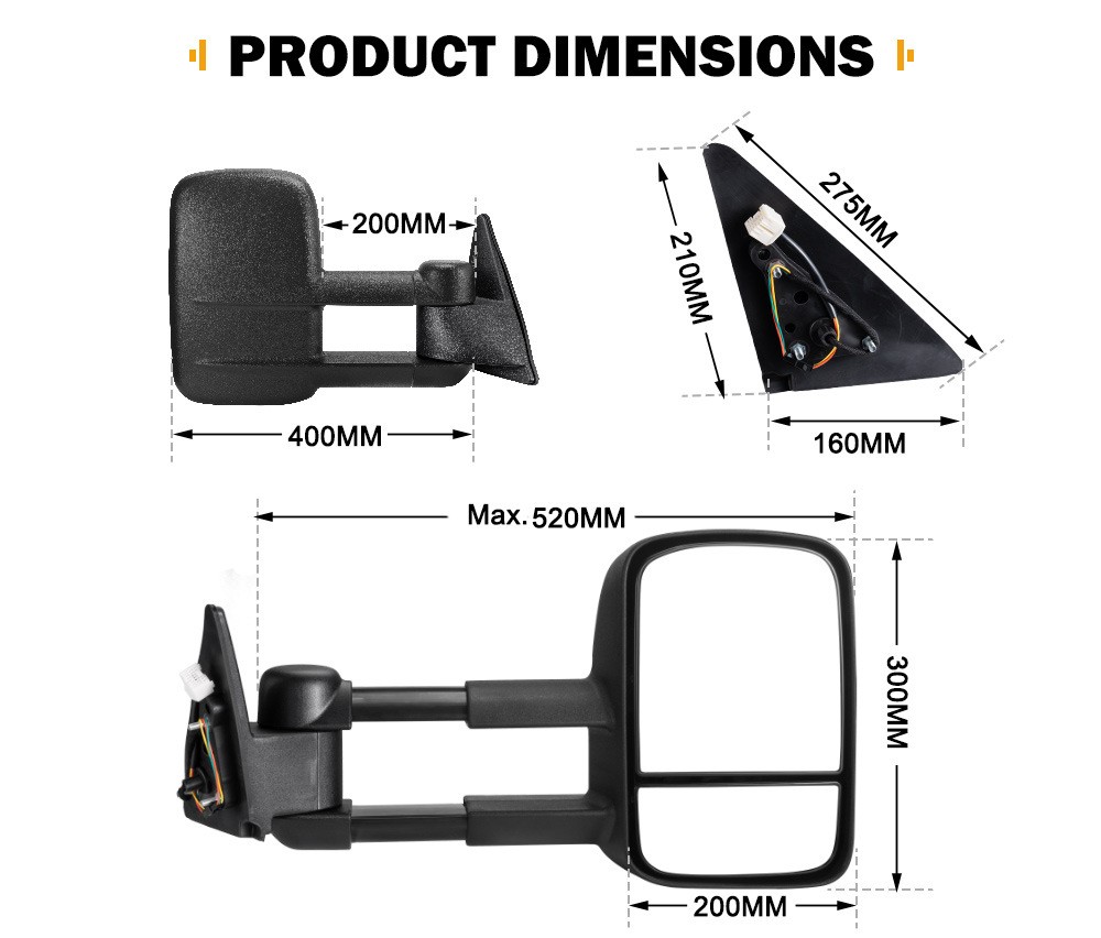 Espejo retrovisor plegable solo para remolque