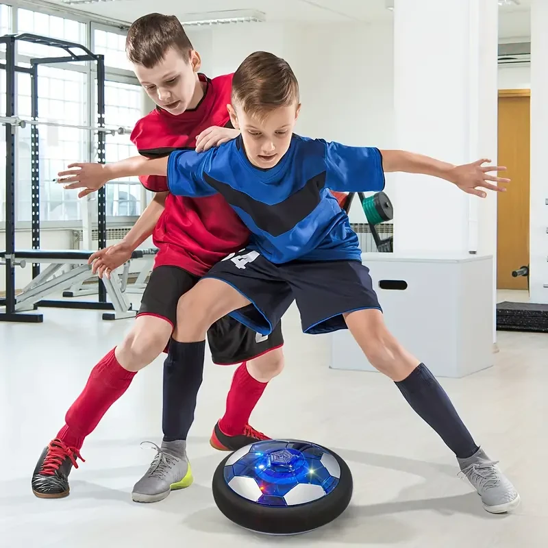 Balón de fútbol flotante con luces LED, recargable y con parachoques de espuma, juguete deportivo para niños y niñas, material PP, azul. Regalo ideal para los amantes del fútbol.