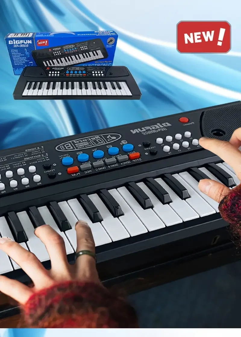 Teclado de piano digital de 37 teclas para principiantes con micrófono: perfecto para educación musical y aprendizaje interactivo, funciona con pilas.