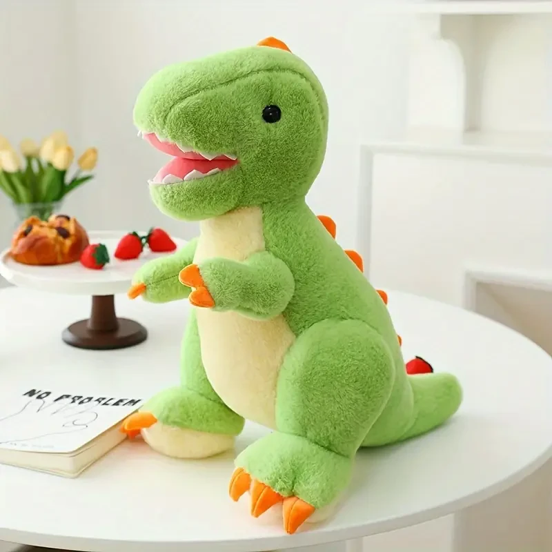 Adorable almohada de peluche verde de T-Rex: dinosaurio de poliéster suave, ideal para cumpleaños y regalos de Navidad.