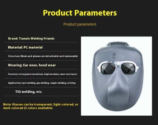 Máscara de soldadura para PC, protección auditiva montada en la cabeza, pulido, soldadura con argón, protección de gas, máscara protectora para soldadura, a prueba de radiación y salpicaduras.