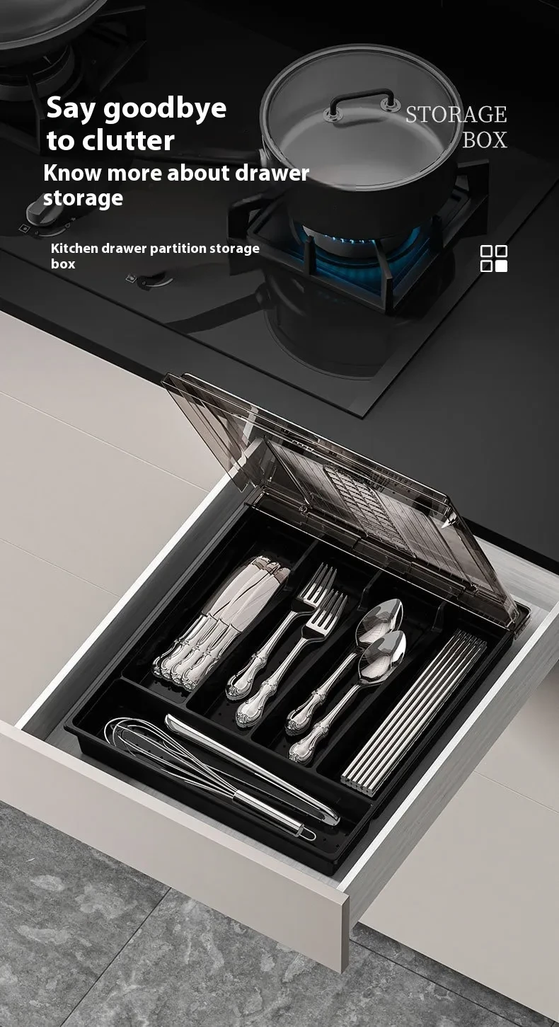 Caja de almacenamiento para vajilla a prueba de polvo con tapa para utensilios de cocina