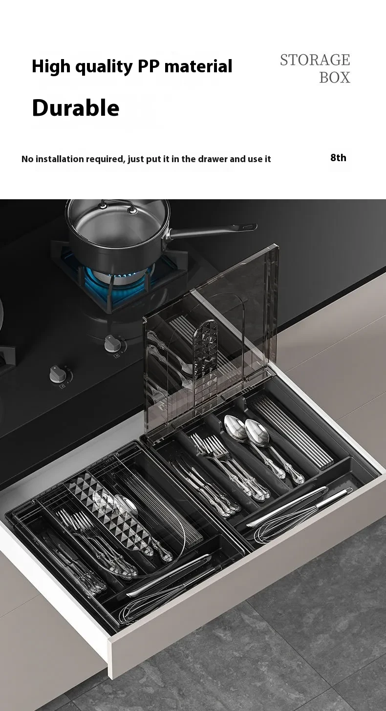 Caja de almacenamiento para vajilla a prueba de polvo con tapa para utensilios de cocina