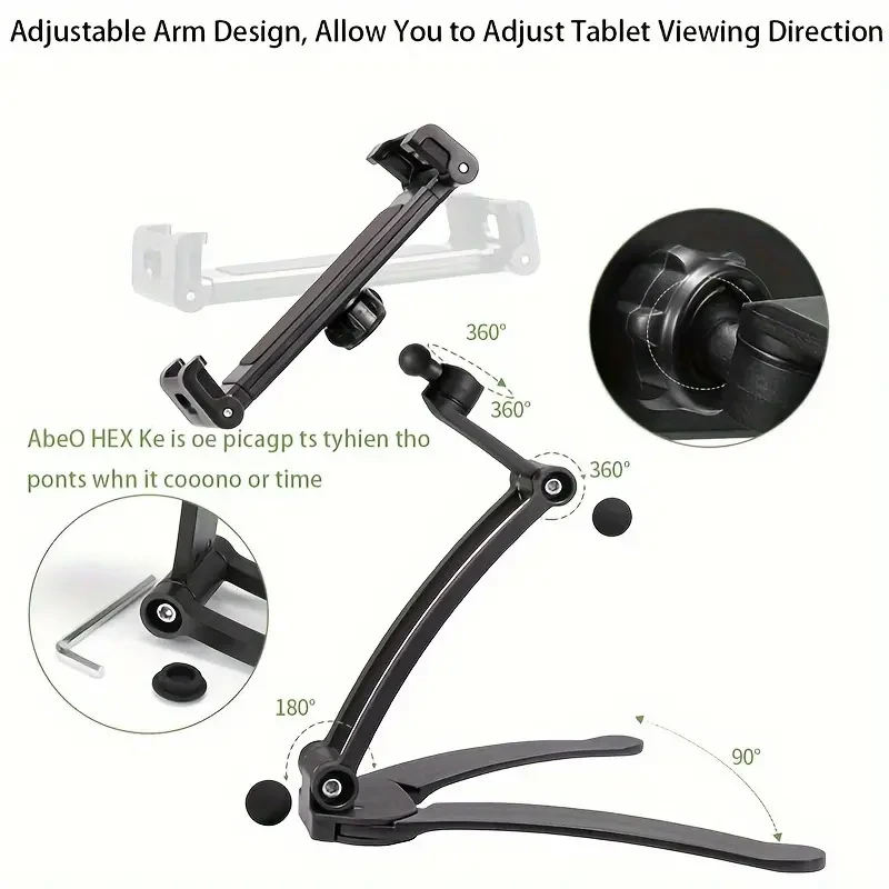 Soporte de escritorio de pared de aluminio ajustable, 2 en 1, multiángulo, plegable, universal, para teléfono y tableta, compatible con iPad, Mini, Air y Surface Pro de 4,7 a 15 pulgadas (negro).
