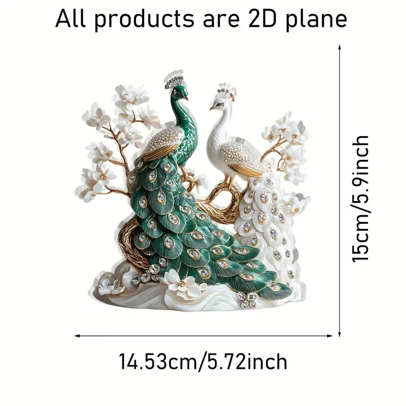 1 elegante figura de pavo real acrílico, decoración de mesa 2D