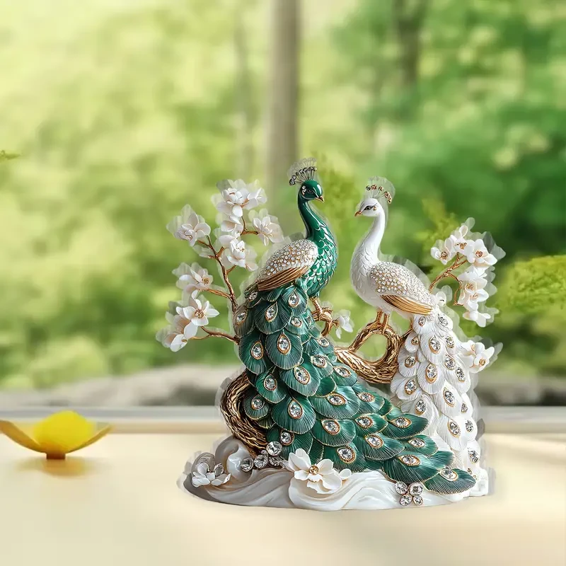 1 elegante figura de pavo real acrílico, decoración de mesa 2D