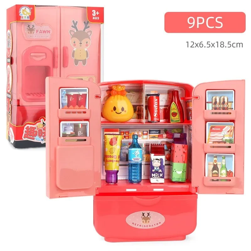 Mini electrodoméstico de doble puerta, refrigerador inteligente de juguete para niña