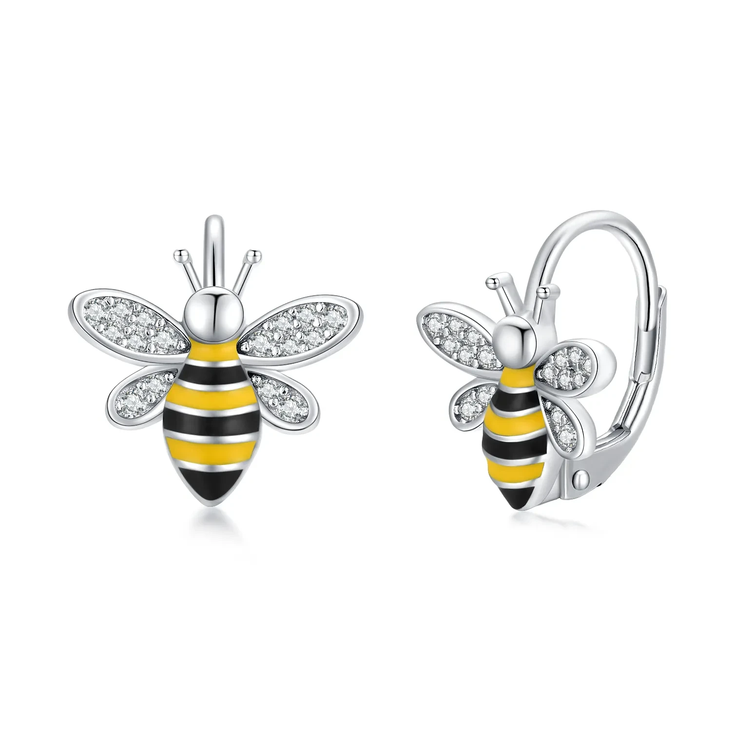 Pendientes de abeja de plata de ley S925 con forma de aro con forma de abeja y miel, joyería de abejas, regalos para mujeres, niñas y adolescentes.