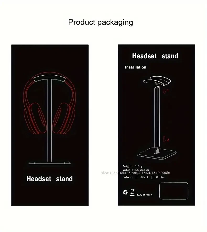 Soporte de aluminio premium para auriculares: diseño robusto y en ángulo para todos los auriculares de juegos y música. Disponible en blanco y negro.