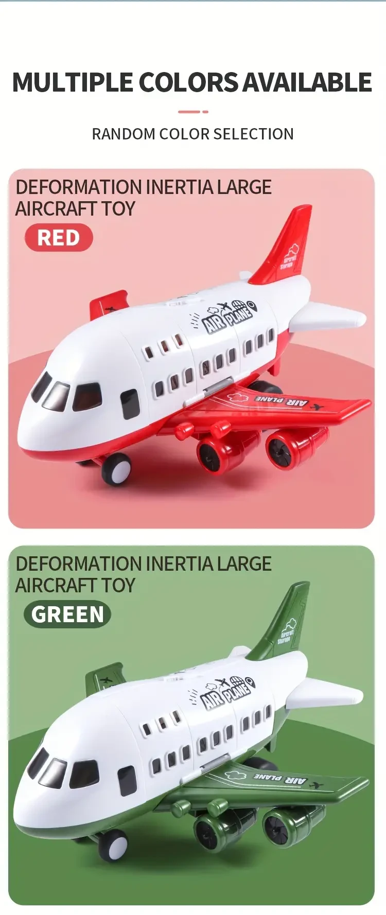 Avión y coche transformables: vehículo de almacenamiento colorido con motor de inercia para niños. Regalo perfecto para Navidad, Halloween y cumpleaños.