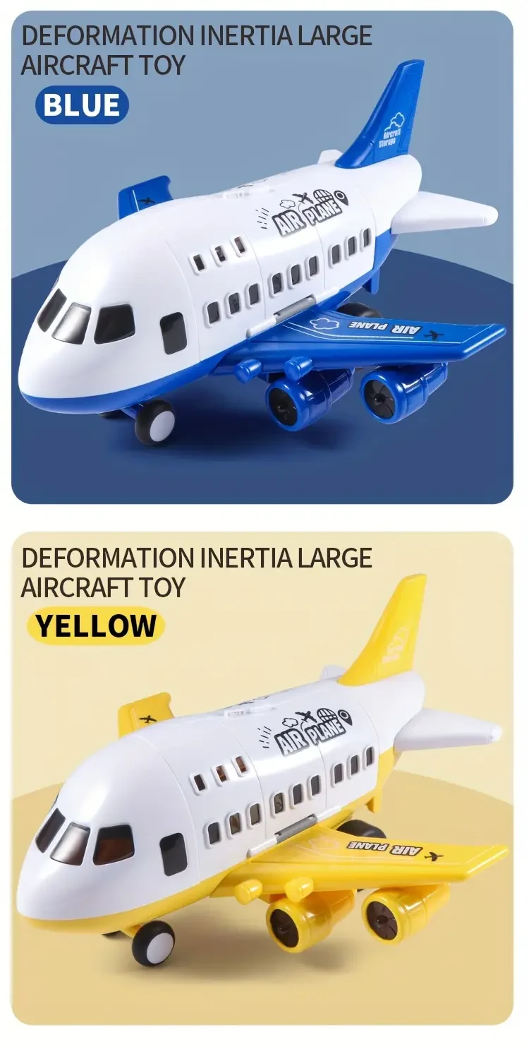 Avión y coche transformables: vehículo de almacenamiento colorido con motor de inercia para niños. Regalo perfecto para Navidad, Halloween y cumpleaños.