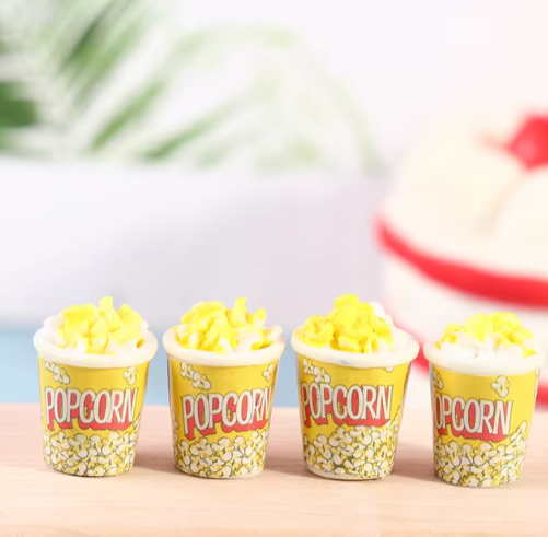 4 palomitas de maíz para casa de muñecas en miniatura