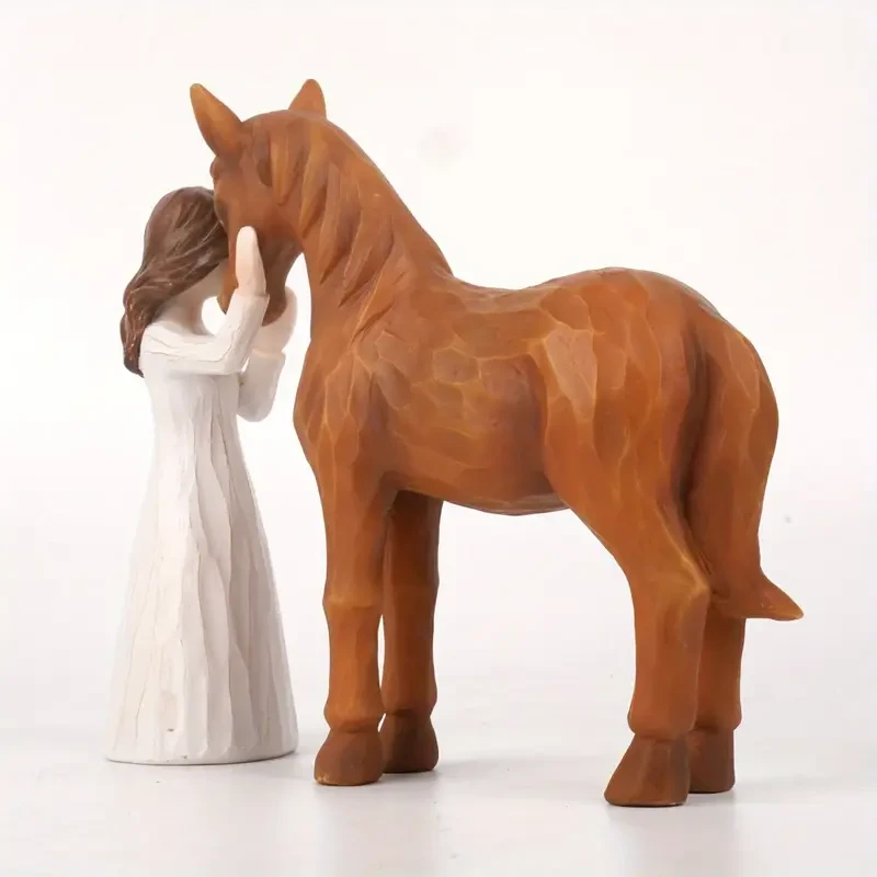 Figura de caballo y niña de resina pintada a mano. Coleccionable para entusiastas de la equitación. Figura esculpida en ABS para amantes de los caballos. Ideal para coleccionistas mayores de 14 años. Decoración duradera de caballo en varios colores. Un re