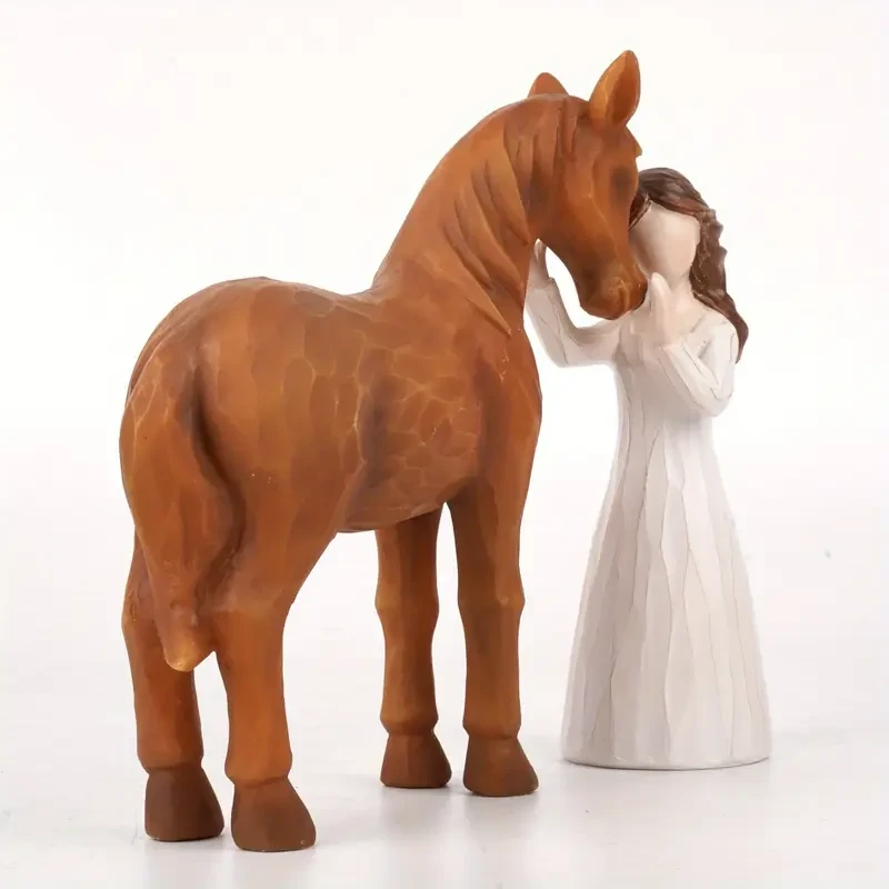 Figura de caballo y niña de resina pintada a mano. Coleccionable para entusiastas de la equitación. Figura esculpida en ABS para amantes de los caballos. Ideal para coleccionistas mayores de 14 años. Decoración duradera de caballo en varios colores. Un re