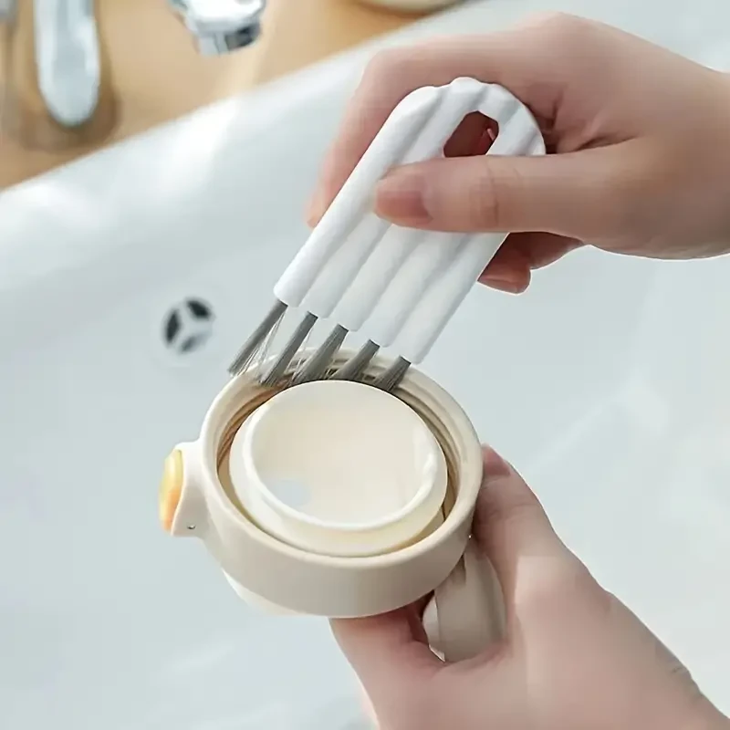 Cepillo flexible multifuncional para espacios, para tapa de taza, ranura para tetina, cepillo para espacios de botellas, cepillo de limpieza de cerdas suaves para el hogar, herramienta para teclado