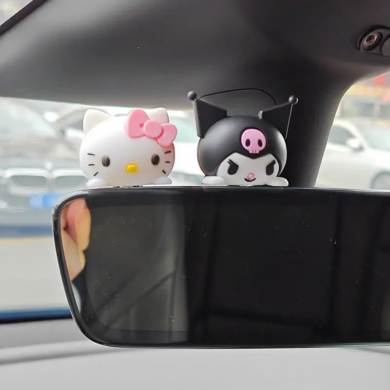 Decoración para salpicadero de coche de Hello Kitty Sanrio: adorable adorno de silicona con dibujos animados, accesorio de interior de alta gama.