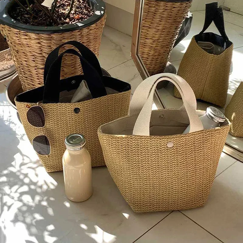Bolsos casuales de ratán para mujer